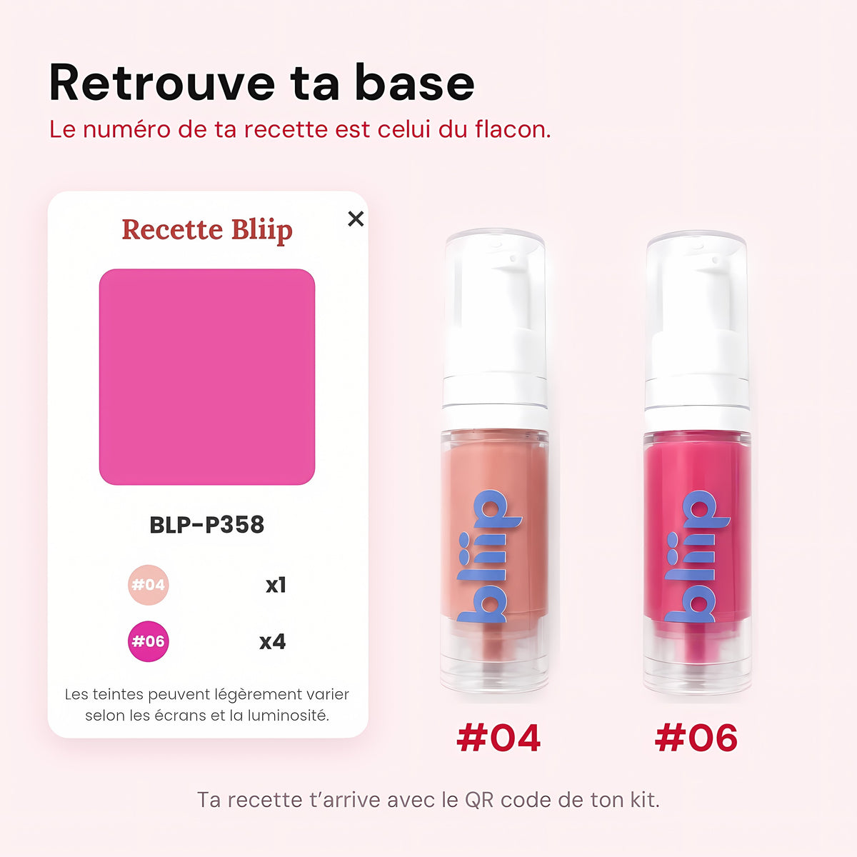 Retrouve ta base : le numéro de ta recette est celui du flacon