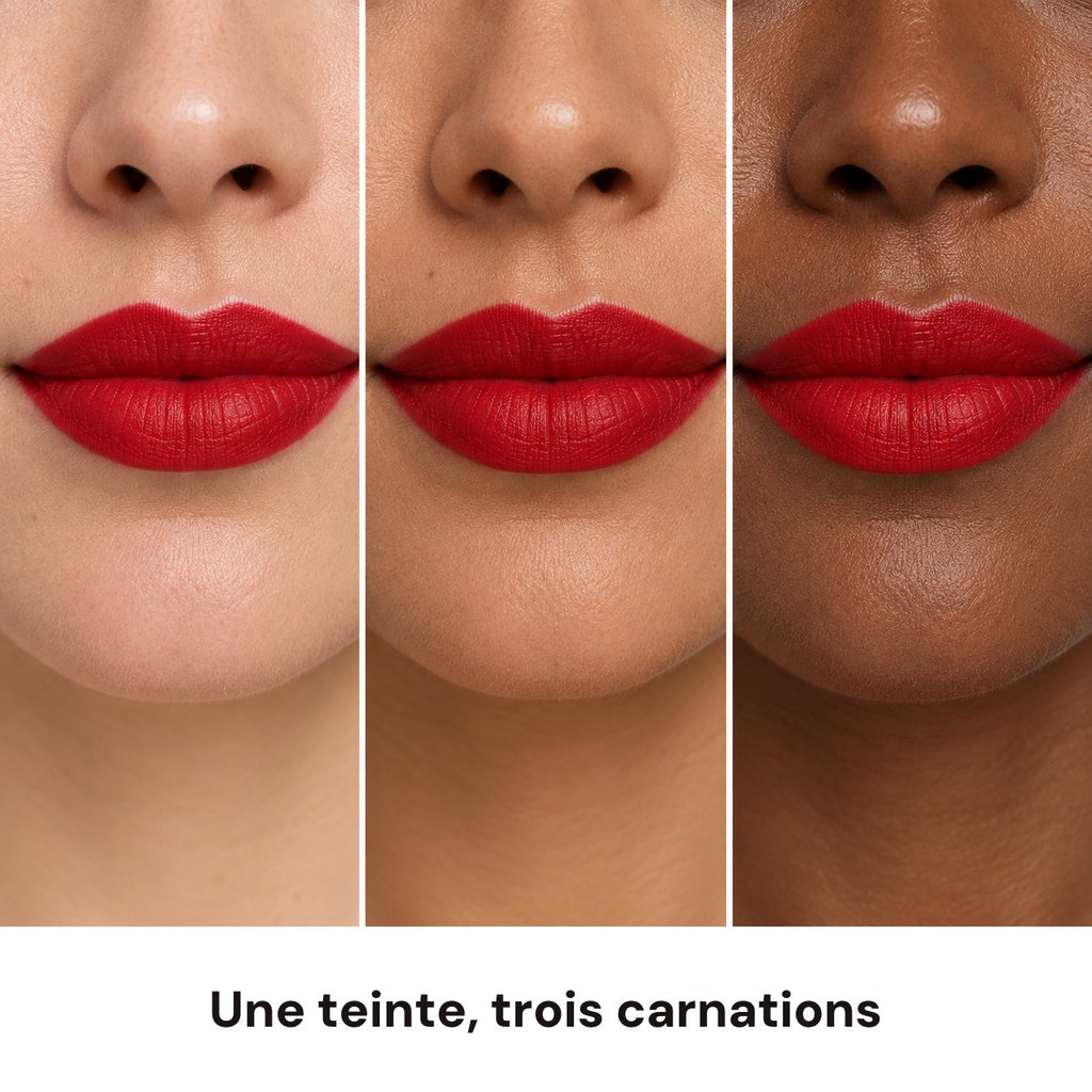 Une teinte rouge sur trois carnations