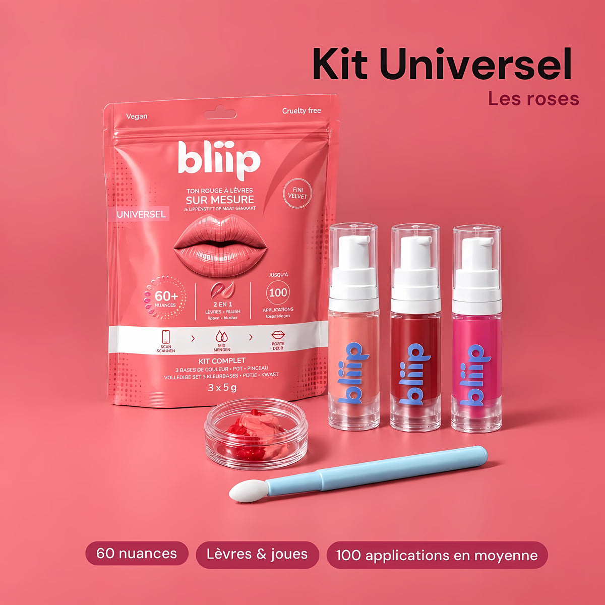 Kit Bliip - Universel - Rouge à lèvres - Fini Velvet - 60 nuances